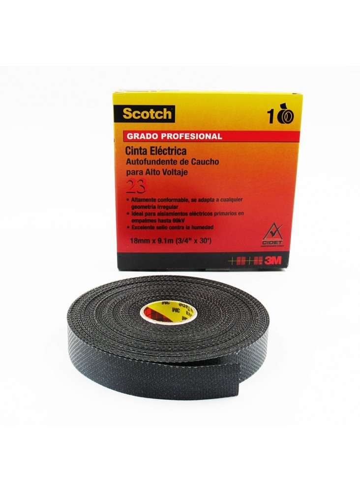 Cinta 23 caucho autosoldable 19MM X 5MTS. Media tensión. .