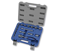 Caja de bocallaves y Accesorios Enc. 3/8 , 18 piezas