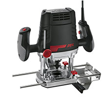 Fresadora para madera. Potencia: 1100W. 28000 RPM. Incluye 13 accesorios y maletín plástio