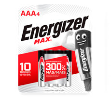 Pila Energizer AAA. Blister x 4. Venta mínima: 5 Blisters.