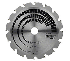 Disco de sierra circular - 235mm 9 1/4'' - 16 Dientes - Construct for Wood