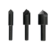 Juego de 3 avellanadores para madera 90° un filo, para avellanar en la colocación a ras de tornillos.