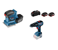 COMBO FREED 8 - Lijadora a Batería GSS 18V-10 (06019D0200) + Starter Kit 18V 3 Ah (1600A015TE ) + Taladro Atornillador GSB 18V-50 BT (06019H51E2).