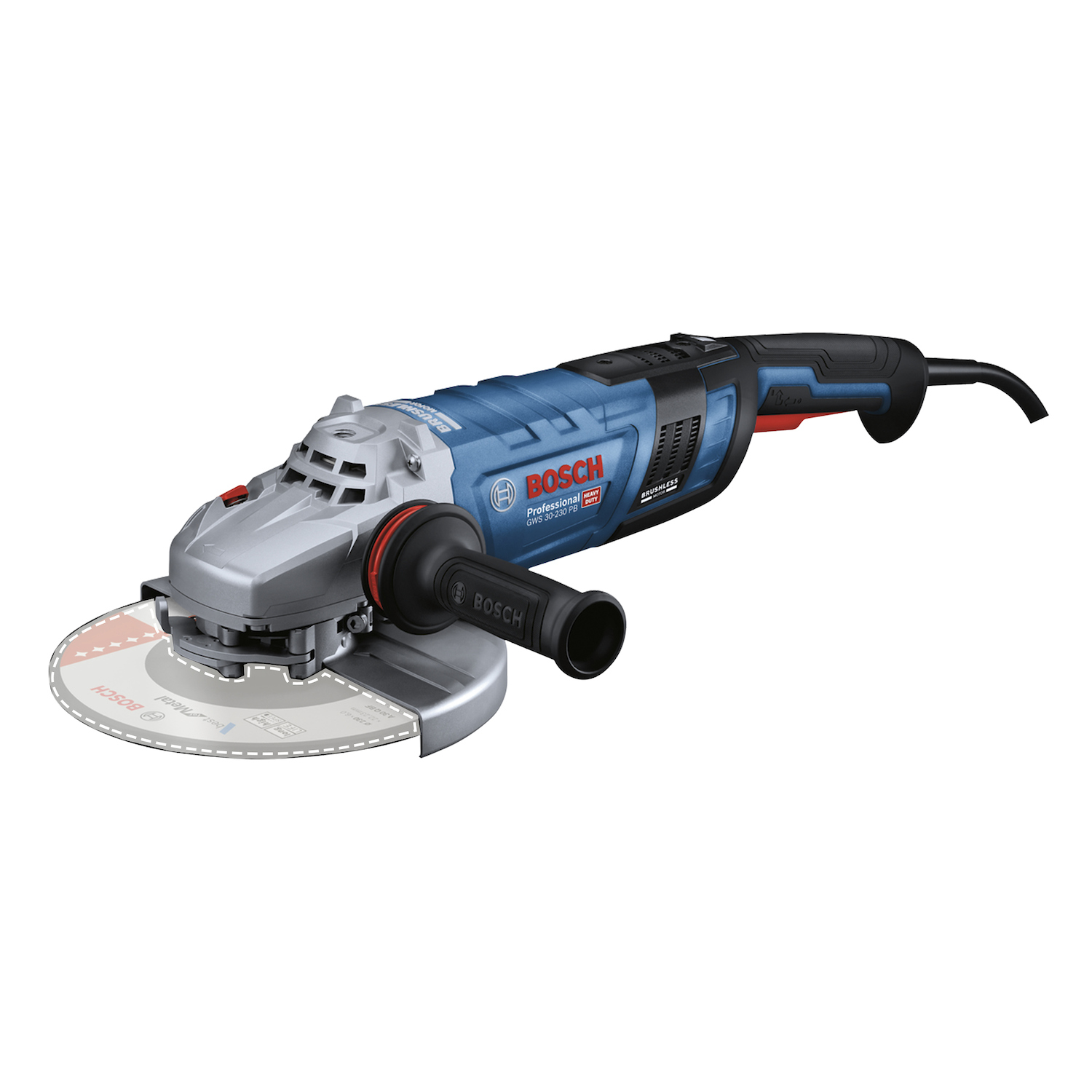 GWS 30-230 PB Amoladora Brushless 9" (230mm). 2.800W - 6.500 RPM. Heavy Duty