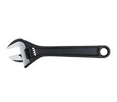 Llave ajustable 4 / 115mm - Forma A, ángulo 15º. Fosfatada. Material:CrV - Acero. Escala de medida para una rápida observación de los tamañosde tornillos y pernos.
