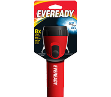 Linterna de un Led Eveready. Funciona con una pila D incluíd