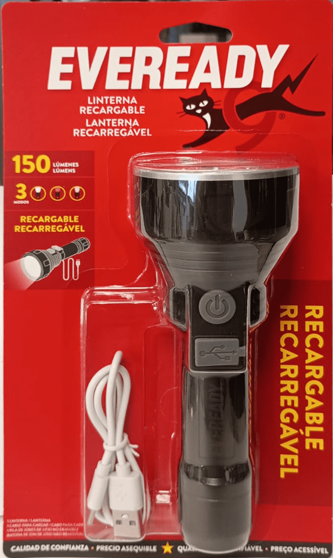 Linterna recargable Eveready. 150LM. Tres modos de iluminación. 7 leds blancos.
