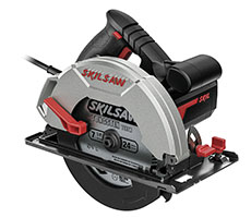 Sierra circular 7 1/4". Potencia: 1200W. Eje: 5/8". Peso: 3.7 Kg. Revoluciones: 5000 RPM.