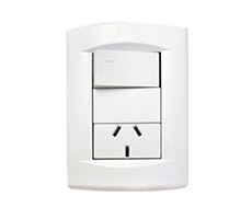 Conjunto armado un toma y un punto. Color Blanco. Caja x 12 unidades