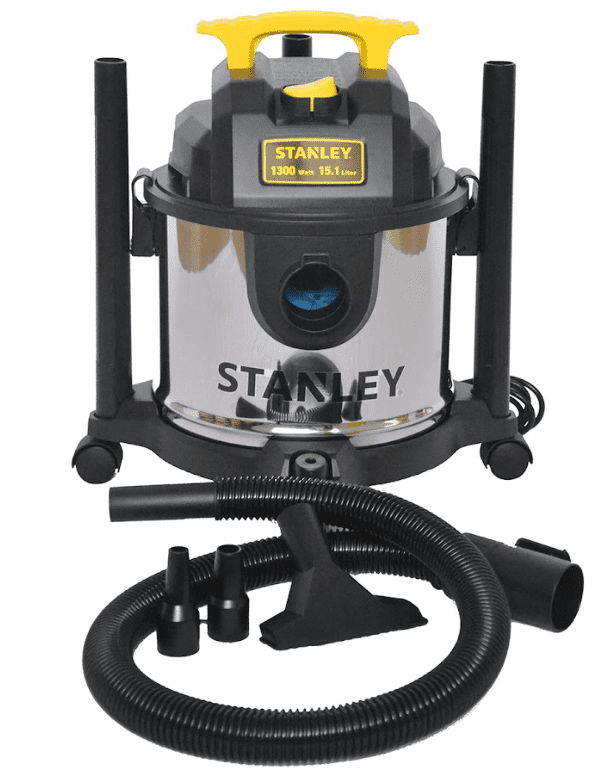 Aspiradora Stanley 15L. Potencia: 1300W. 220V. Recipiente de acero inoxidable.