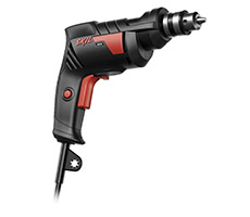 Taladro atornillador de 10mm. Potencia: 50W. Peso: 1.2Kg. Velocidad: 0 -3000 RPM. Capacidad de perforación: 25mm Madera / 10mm Metal. Capacidad de atornillado: 6mm. Cable: 4M