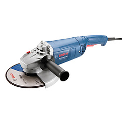 GWS 2200-230 DM VULCANO AMOLADORA 9". Potencia: 2.200W. Diámetro de Disco: 9" - 230mm. 6.500 RPM. Diam. de eje: 5/8". Línea Professional. Incluye Empuñadura auxiliar, 1 brida, 1 tuerca de apriete, 1 llave de apriete y guarda de protección.