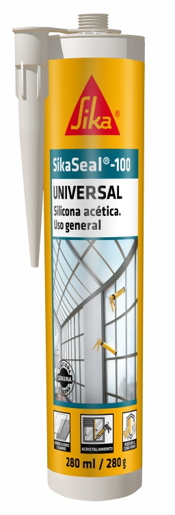 Sellador de silicona acética para aplicaciones en construcción y en vidrios. Negro x 280ml