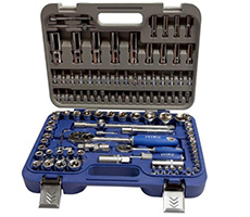 Juego de bocallaves y accesorios, encastre 1/4" y 1/2" 108 piezas.