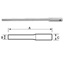 Barra de mando para crique - Empuñadura moleteada - 474 mm