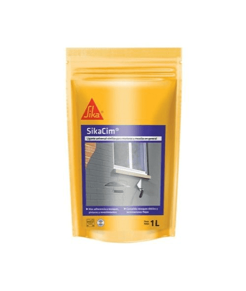 Emulsión ligante vinílica SikaCim para revoques. Doypack x 1Kg. Caja x 12.
