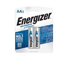Pila Energizer AA de Litio. Blister x 2 uniades. Venta mínima: 3 blisters. Caja x 6 blisters.