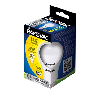 Lámpara led tipo bulbo 8W. Luz cálida.