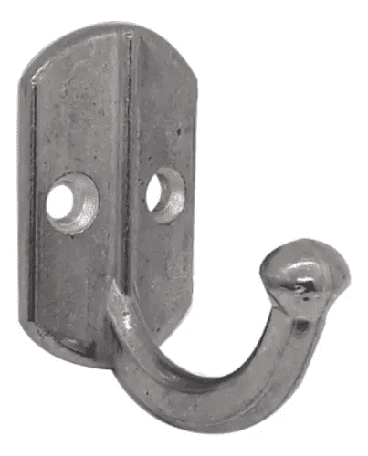 Gancho guarda simple aluminio pulido 19X28X38Mm - Blister x 25 unidades