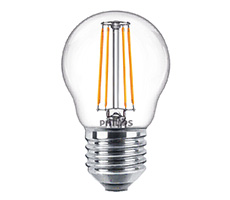 Lampara Led Filamento bulbo clasico P45 E27 luz cálida 4.3W