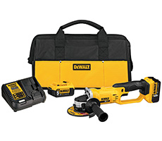 Combo amoladora angular 5"" 20V MAX* XR® + 2 Bat 5ah powerstack + cargador DCB1104 + bolso