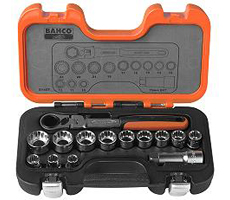 Juego de Bocallaves estriados y Accesorios, especial para tuercas pasantes (tipo Espárrago) - 14 piezas. Caja plástica: Polipropilen o resistente a aceites y altas temperaturas. Contenido: Llave crique encastre hex 19mm - Extensión encastre hex 19mm (75mm) L - 12 b ocallaves 10-11-12-13-14-15-16-17-19-21-22-24