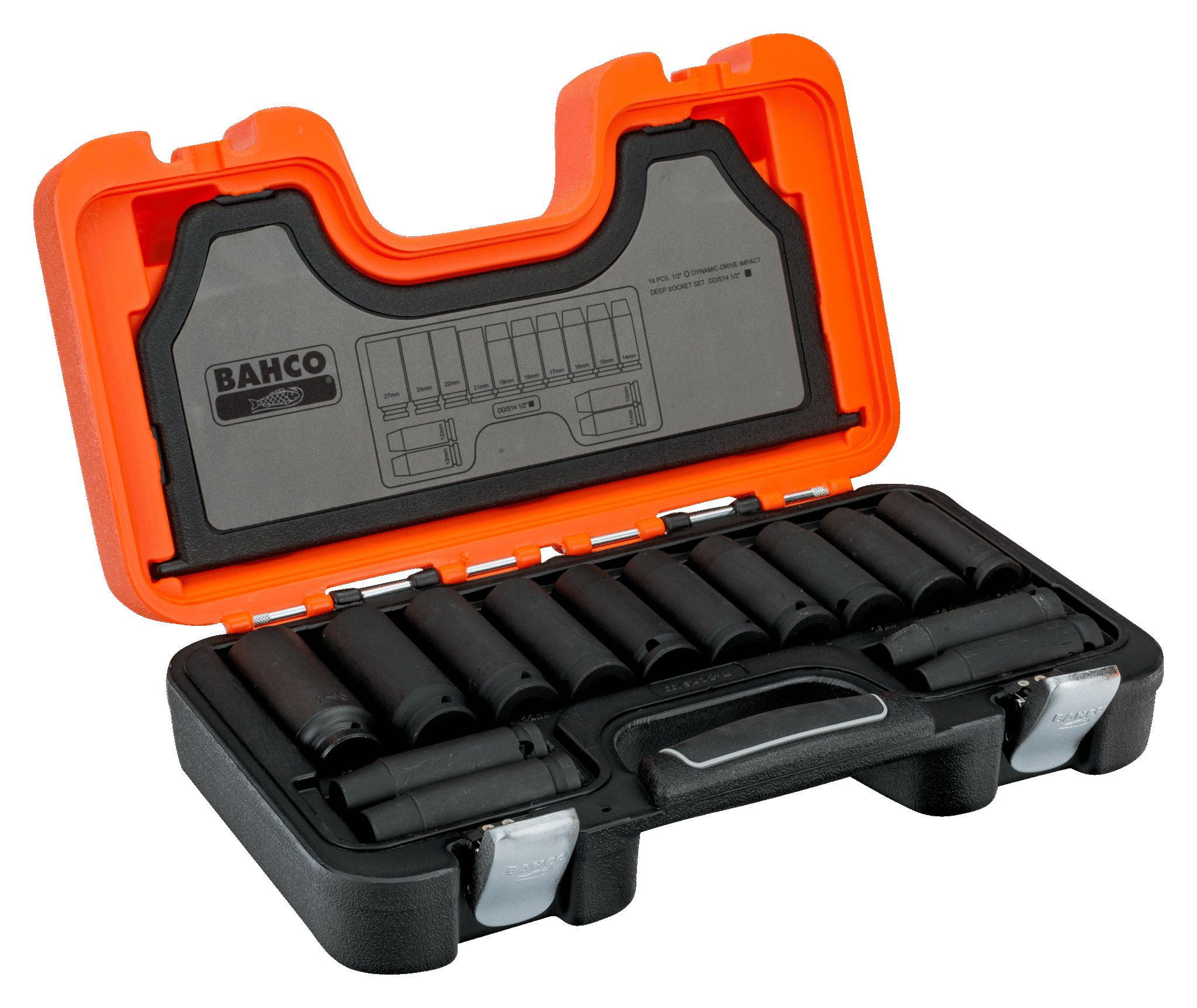 Juego de bocallaves largos de impacto 1/2"hexagonal métrico - 14 piezas