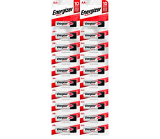 Pila Energizer AA en tira x 20 unidades. Venta mínma: 1 blister