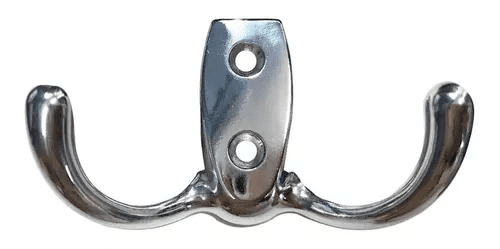 Gancho guarda doble aluminio pulido 42X22X32Mm - Blister x 25 unidades