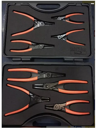 Display con pinzas seeger. Juego set de pinzas para Anillos Seeger en maletín 8 Piezas.