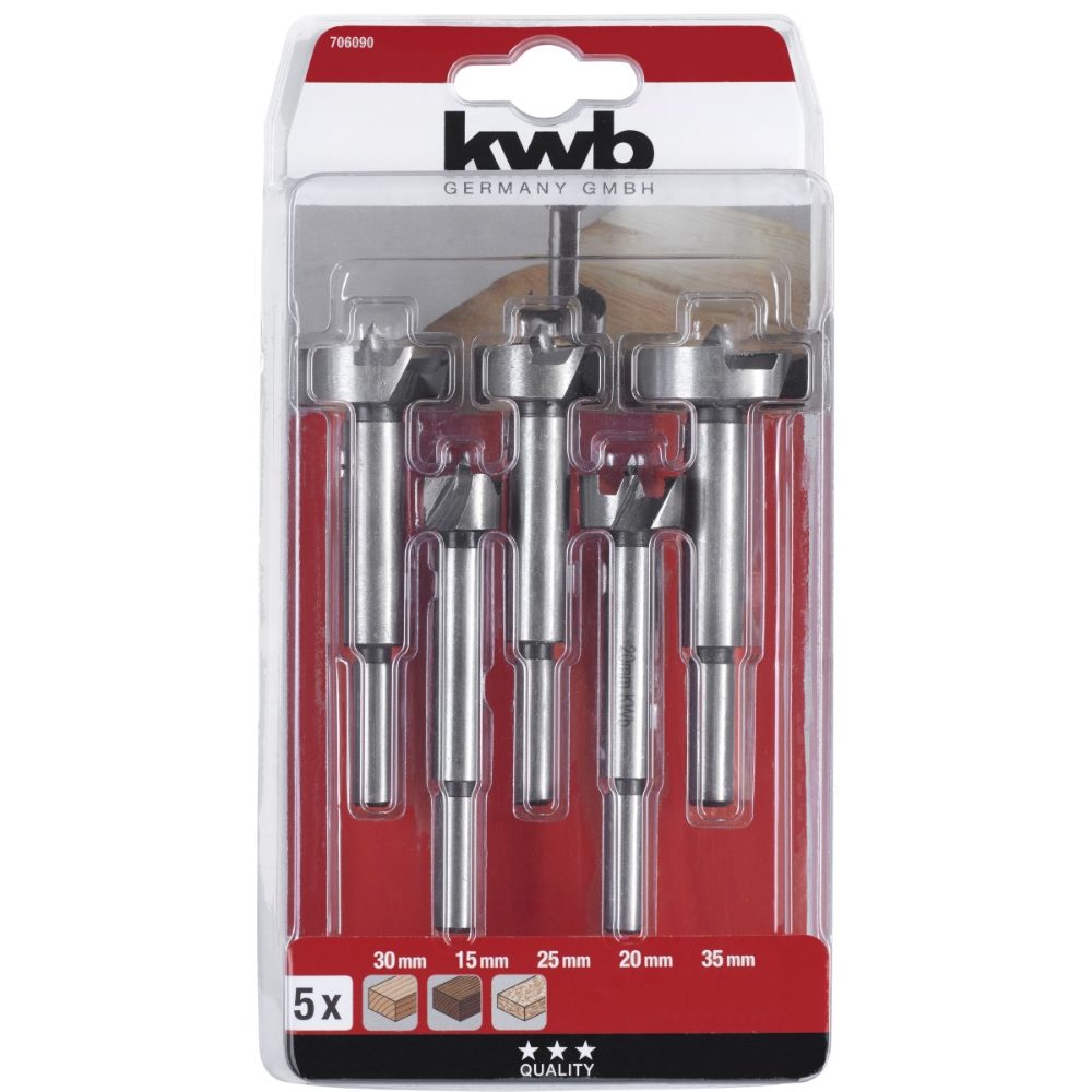 Juego de fresas forstner, 5 piezas. 15, 20, 25, 30, 35 mm