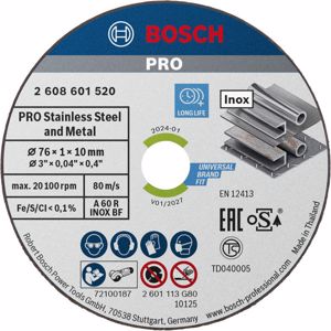 Disco de corte expert para acero inoxidable 76x1,0x10MM- Centro recto