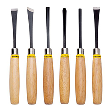 Set de 6 gubias para madera. Especial para trabajos delicados y de precisión, para tallar madera, contiene 6 piezas con diversos cortes, comunmente aplicada en la instalación de cerraduras o trabajos artesanales.