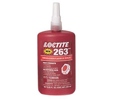 Loctite 263 - Envase de 250 gr. Unidad por caja: 4 - Traba roscas de alta resistencia. Soporta alta temperatura (hasta 180º C). Tolera ligera grasitud.